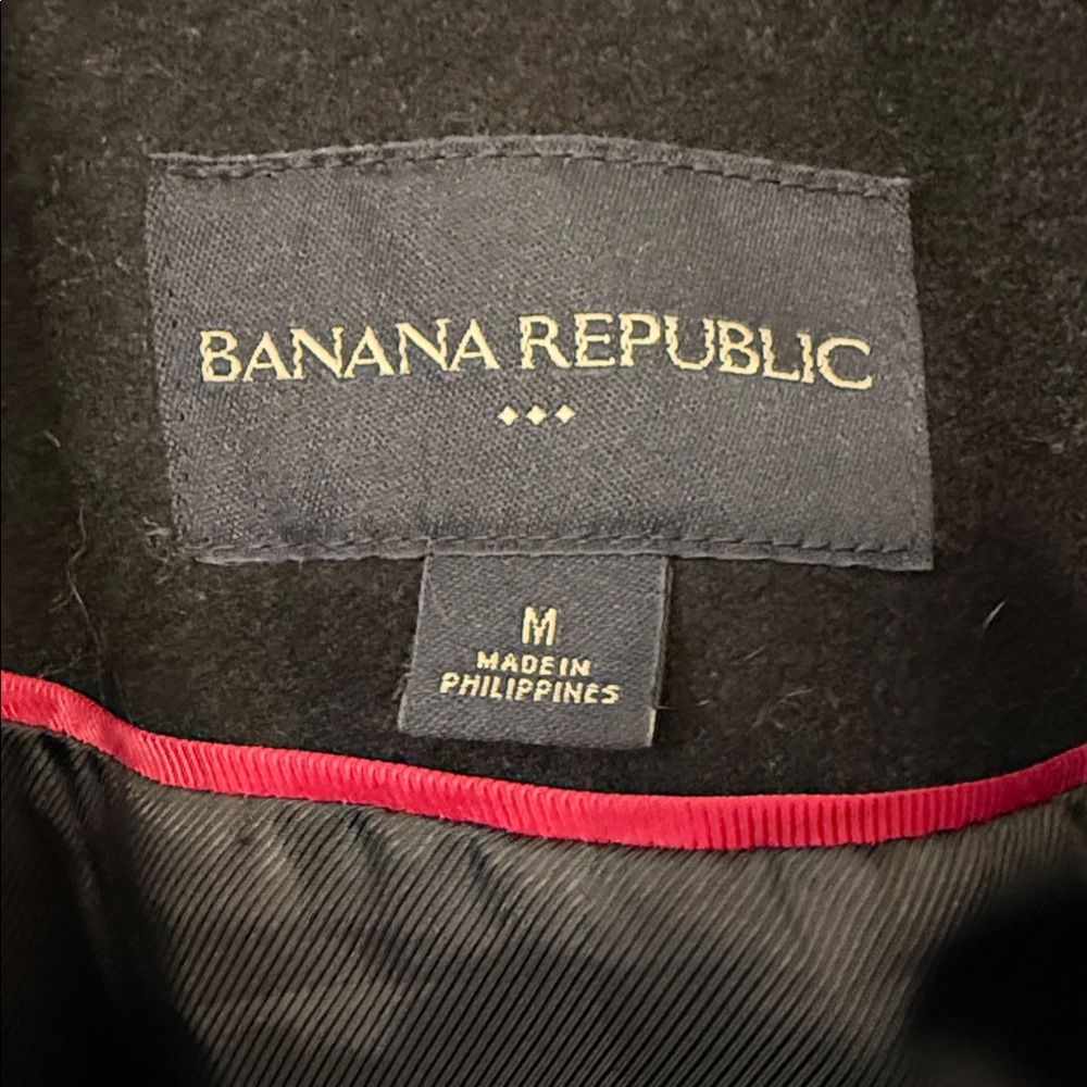 Banana Republic Classic Black Lined Pea Coat - Picture 2 of 5